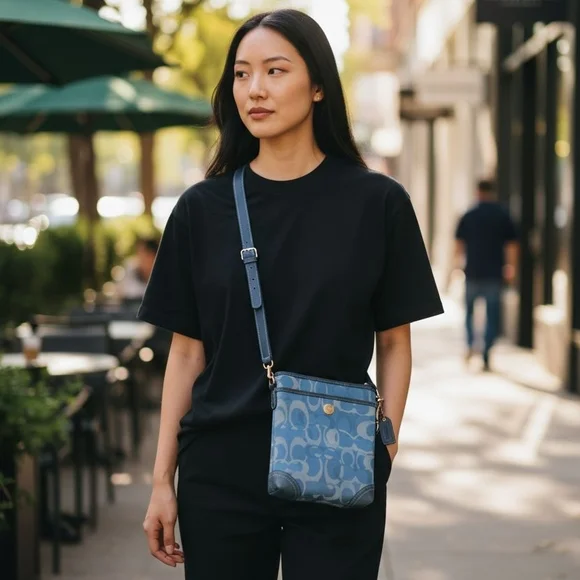 Coach Signature Blue Swingpack Crossbody Bag - Picture 2 of 4